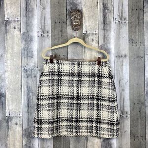 LOFT Black and White Plaid Mini Skirt